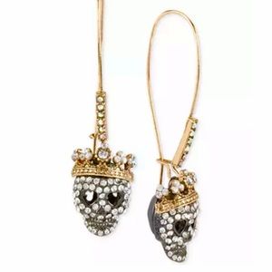 Betsey Johnson Crown Skull Earrings NIB